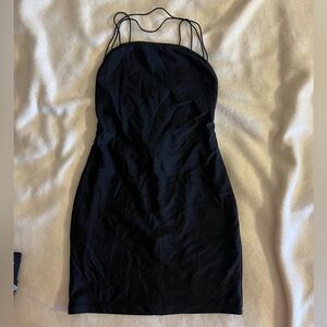 Super down black mini dress